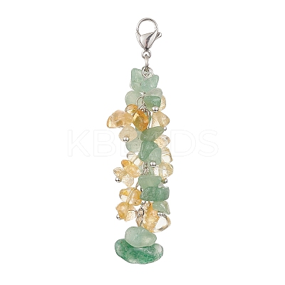 Natural Green Aventurine & Citrine Chip Beaded Pendant Decorations HJEW-JM01234-05-1