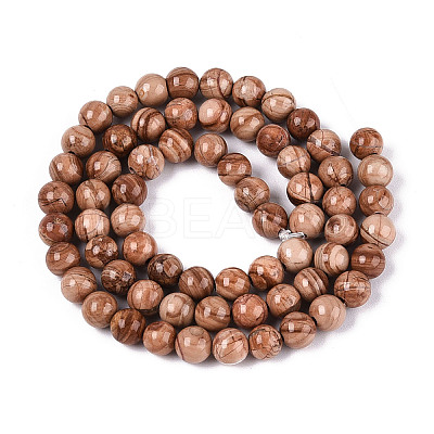Natural Wood Lace Stone Wooden Jasper Beads Strands G-T143-30A-02-1