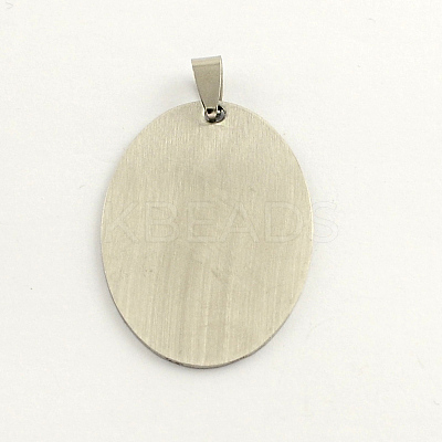Non-Tarnish 201 Stainless Steel Oval Stamping Blank Tag Pendants X-STAS-S030-11-1
