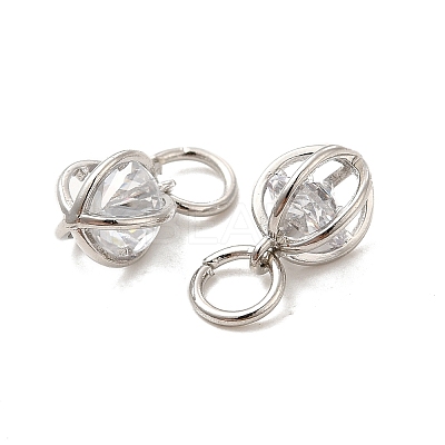 Rack Plating Brass Clear Cubic Zirconia Pendants KK-E081-09P-1