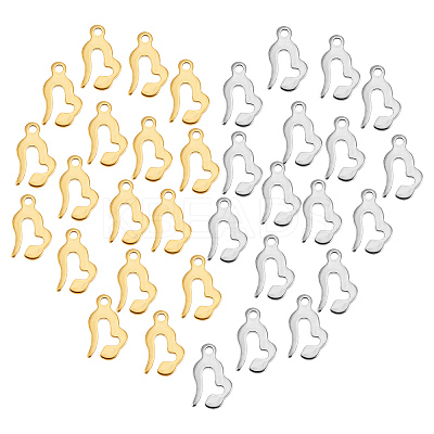 40Pcs 2 Colors PVD Vacuum Plating 304 Stainless Steel Charms STAS-UN0028-32-1