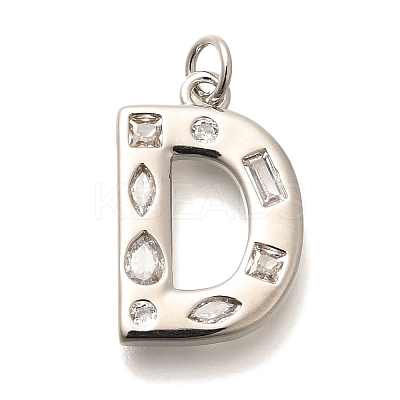 Brass Micro Pave Clear Cubic Zirconia Pendants KK-G521-01P-D-1