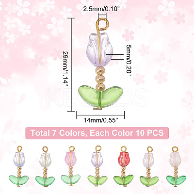 70Pcs 7 Colors Glass Pendant PALLOY-AB00157-1