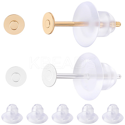 200Pcs 2 Colors 304 Stainless Steel Stud Earring Findings STAS-BBC0009-92A-1