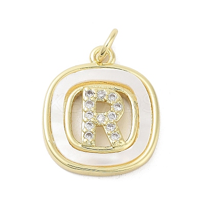 Rack Plating Brass Micro Pave Clear Cubic Zirconia Pendants KK-E102-33G-R-1