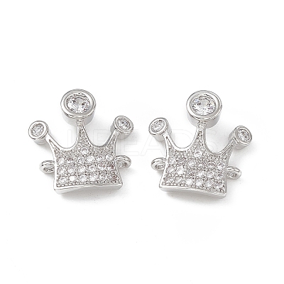 Brass Pave Clear Cubic Zirconia Connector Charms KK-E068-VB347-1