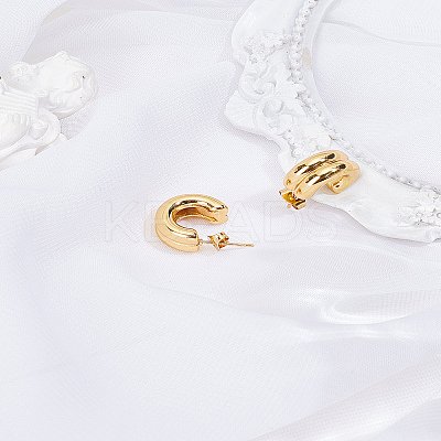1 Pair Stainless Steel Two-layer C-Shaped Stud Earrings for Women EJEW-LP0012-01G-1