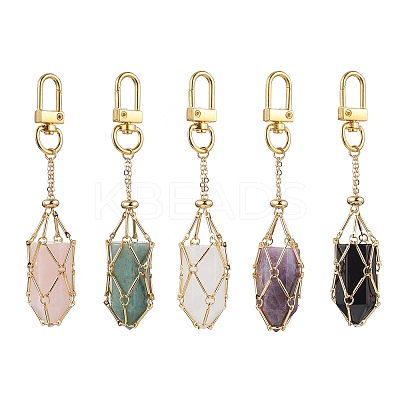Brass Macrame Pouch Stone Holder Pendant Decoration HJEW-JM01690-01-1