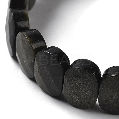 Natural Golden Sheen Obsidian Beaded Stretch Bracelet G-E010-01-05-1