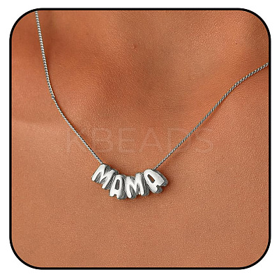 Brass Word MAMA Pendant Necklaces for Mother's Day FS-WGD8FB9-01-1