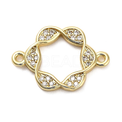 Brass Micro Pave Clear Cubic Zirconia Hollow Flower Connector Charms KK-L229-058G-1