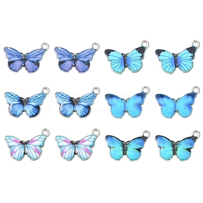 12Pcs 6 Colors Printed Alloy Pendants FIND-FS0001-29-1