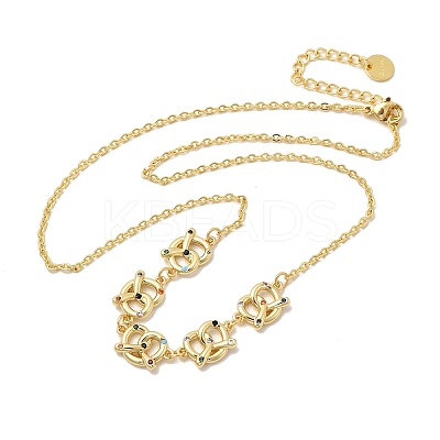 Brass Micro Pave Cubic Zirconia Knot Pendant Necklaces NJEW-B157-08G-02-1