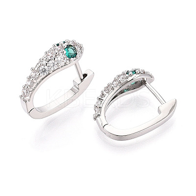 Brass Micro Pave Cubic Zirconia Snake Hoop Earrings EJEW-T048-32P-1