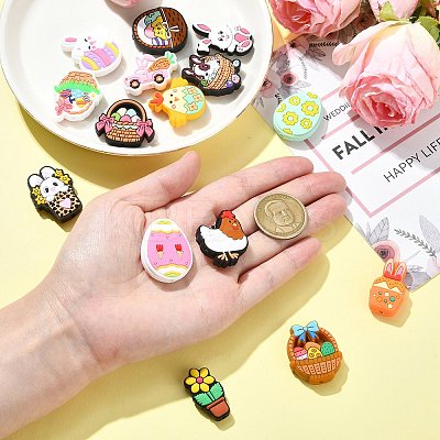 15Pcs 15 Styles Easter Theme Food Grade Eco-Friendly Silicone Beads SIL-CJ0002-71-1