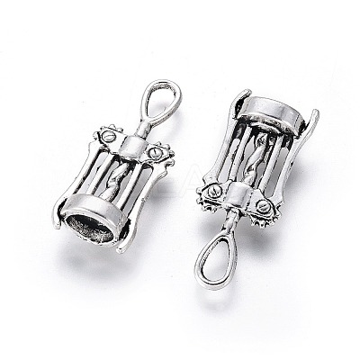 Tibetan Style Corkscrew Alloy Pendants TIBEP-Q054-12AS-NR-1