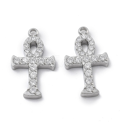 304 Stainless Steel Micro Pave Cubic Zirconia Pendants STAS-Z121-47P-02-1