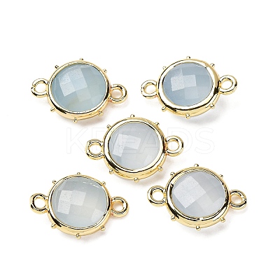 Brass Natural Natural White Jade Imitation Aquamarine Connector Charms KK-Z096-01G-05-1
