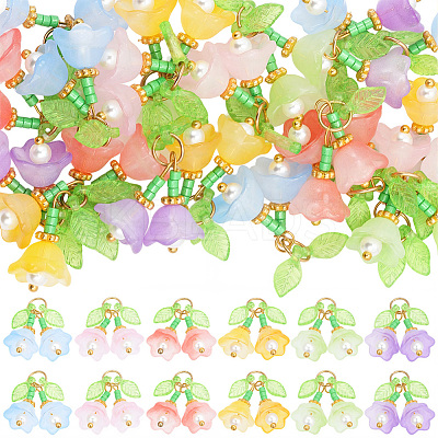 30Pcs 6 Colors Transparent Glass Pendants FIND-SC0019-73-1