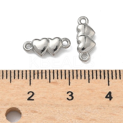 304 Stainless Steel Couple Heart Links Connector Charms STAS-D211-14C-P-1