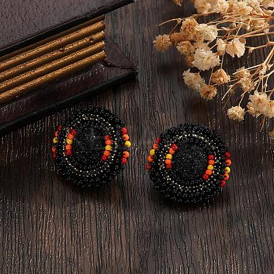 Bohemian Style Vintage Colorful Glass Seed Bead & Rhinestone Beaded Stud Earrings VY5957-5-1
