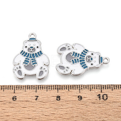 Rack Plating Alloy Enamel Bear Pendants ENAM-T024-74A-P-1