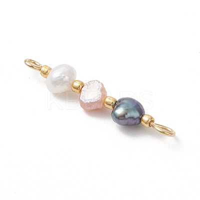 Natural Baroque Keshi Pearl Two Sides Polished Beaded Links Connector Charms PALLOY-JF04813-1
