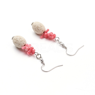 Natural Lava Rock Dangle Earrings EJEW-E260-A04-1