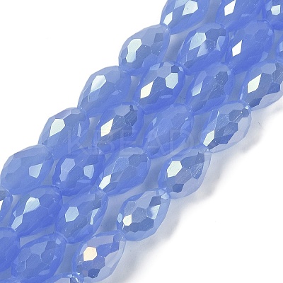 Opaque Solid Color Electroplate Glass Beads Strands X-EGLA-N013-J6mm-B06-1