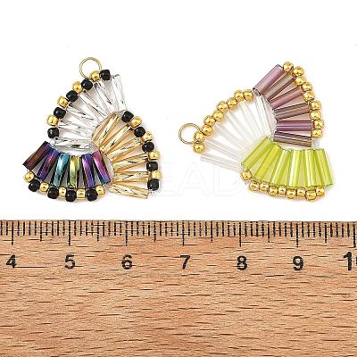 4Pcs 4 Styles Glass Seed Beads Pendants PALLOY-MZ01447-1