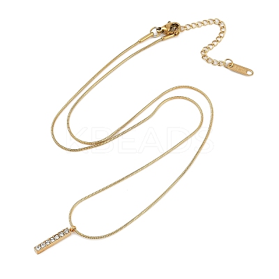 PVD Vacuum Plating 304 Stainless Steel Crystal Rhinestone Rectangle Pendant Round Snake Chain Necklaces for Women NJEW-Z044-06G-1