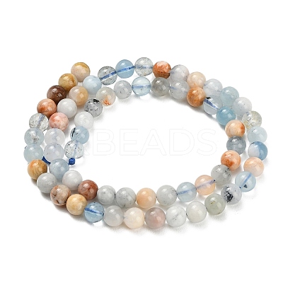 Natural Aquamarine Beads Strands G-F591-29A-6mm-04-1
