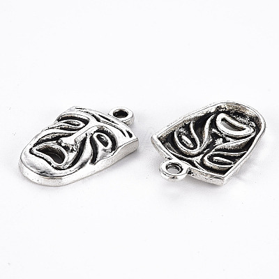 Tibetan Style Alloy Frowning Face Pendants TIBEP-N008-067AS-RS-1