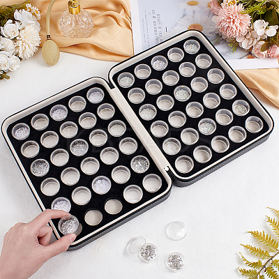 60Pcs 2 Colors Plastic Loose Diamond Round Boxes MRMJ-WH0094-01-1