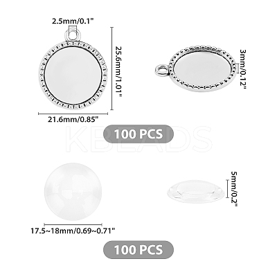 200Pcs DIY Half Round Pendant Making Kits DIY-AR0001-37AS-1
