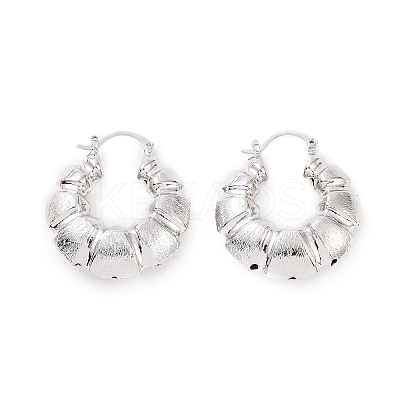 Brass Croissant Thick Hoop Earrings for Women EJEW-F303-06P-1