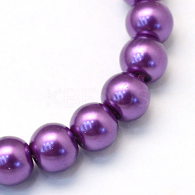 Baking Paint Pearlized Glass Pearl Round Bead Strands HY-Q003-10mm-37-1
