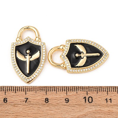 Brass Micro Pave Clear Cubic Zirconia Enamel Pendants KK-G543-11G-01-1