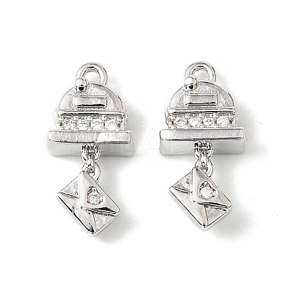 Brass Micro Pave Cubic Zirconia Pendants KK-K351-65P-1