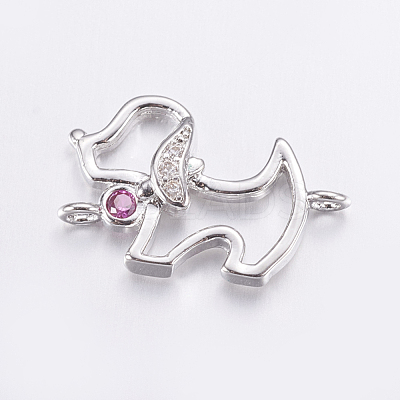 Brass Micro Pave Cubic Zirconia Puppy Links Connectors ZIRC-G125-02A-P-1