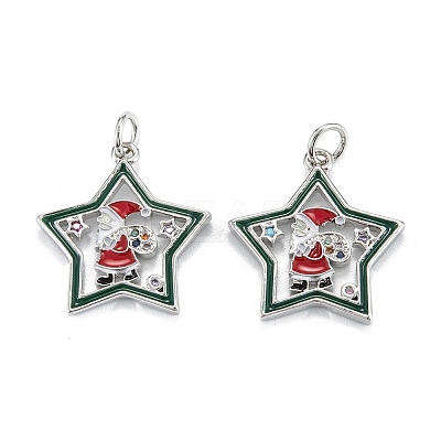 Christmas Themed Brass Micro Pave Cubic Zirconia Pendants X-ZIRC-L101-05P-1