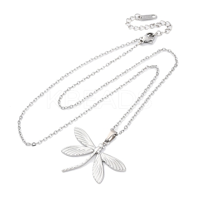 Dragonfly 304 Stainless Steel Pendant Necklaces NJEW-H059-05P-1