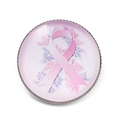 Breast Cancer Awareness Ribbon Glass Brooches JEWB-L019-01A-1