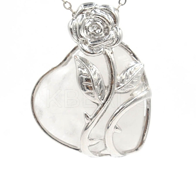 Valentine's Day Theme Natural Quartz Crystal Pendants PW-WG95847-06-1