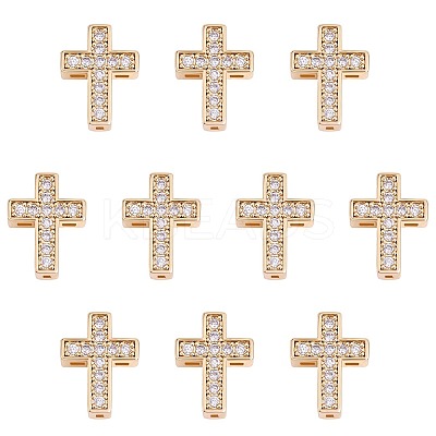 10Pcs Brass Micro Pave Clear Cubic Zirconia Beads FIND-SZ0005-97-1