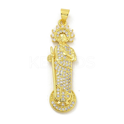 Priest Rack Plating Brass Micro Pave Cubic Zirconia Pendants KK-G513-88G-1