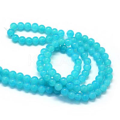 Baking Paint Imitation Jade Glass Round Bead Strands DGLA-Q021-4mm-06-1