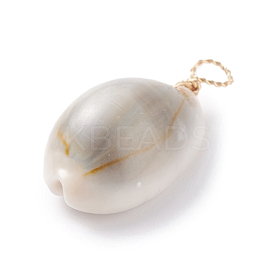 Natural Cowrie Shell Dyed Pendants X-PALLOY-JF01206-1