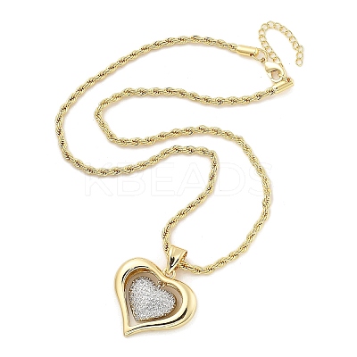 Heart Brass Micro Pave Clear Cubic Zirconia Pendant Necklaces for Women NJEW-S385-04B-G-1