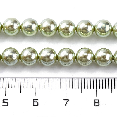 UV Plating Pearlized Glass Pearl Beads Strands GLAA-F128-01A-T21-1